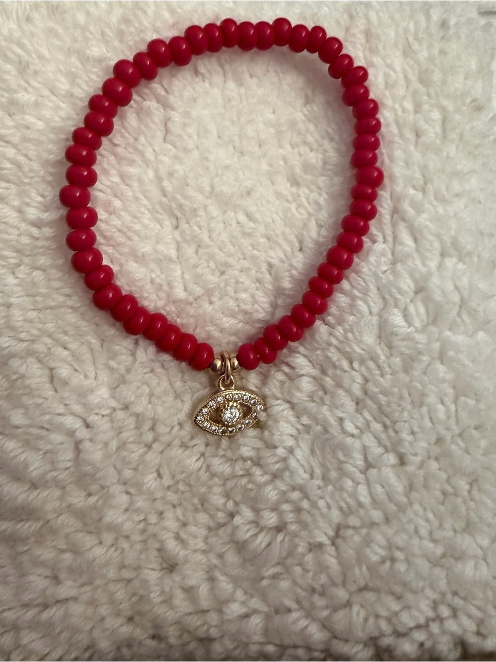 Red agate Bracelet with Gold filled Evil Eye Charm for little girl, nwot